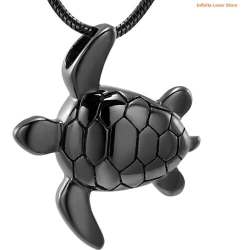 IJD9949 Black Sea Turtle Stainless Steel Cremation Jewelry for Ashes-Extra Small Holds