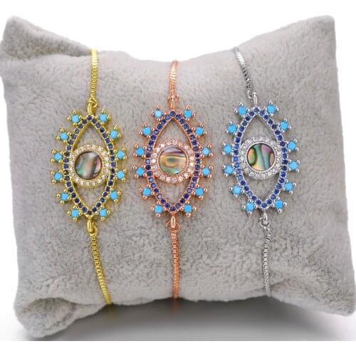 JUWANG Handmade DIY Fashion Crystal Evil Eye Charm Bracelets For Women Adjustable Chain Bracelet Bangles Jewelry Accessories