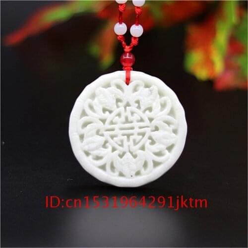 Chinese Men Charm Bat Gifts Necklace Natural White Jewelry Pendant Amulet Fashion Accessories for Jade Carved