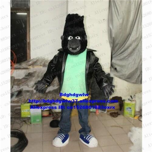 Black Orangutan Gorilla Ape Simian Mascot Costume Adult Cartoon Character Outfit Mise En Scene Halloween All Hallows zx2227
