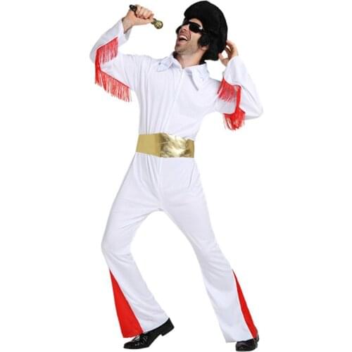 Cosplay Costumes Halloween Super Party Clothing Singer White Clothing Adult Elvis Presley Clothing Rock Star Performance cloth