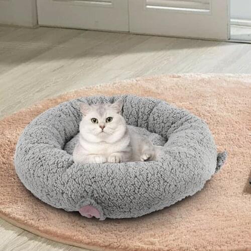 Cat Dog Bed for Pet Soft Washable Bolster Cashmere Bed for Cats Dogs Up To 20 KG Large Size Diameter 50/60CM Dog Accessories