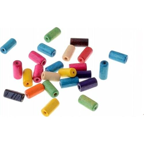 100pcs 12x6mm Wood Dye Round Tube Wooden Spacer Beads For DIY Crafts Kids Toys Beading Jewelry Making DIY