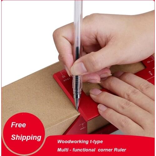 Woodworking t-type Square Ruler Scribe Mark Line Miter 45 /90 Degree Aluminum Alloy Ruler Portable Square Carpenter Tools