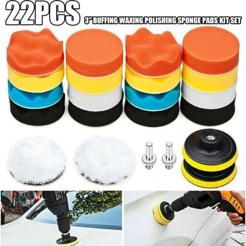 Mayitr 22pcs 3" Car Care Housing Glass Buffing Waxing Polishing Sponge Pads Set Auto Motorcycle Cleaning Tool