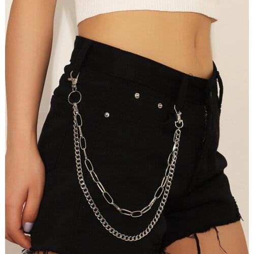Multilayer Metal Link Chain Hip hop Pants Keychain Chain For Women Fashion Streetwear Jewelry Accessory Punk Trousers Chain 2021