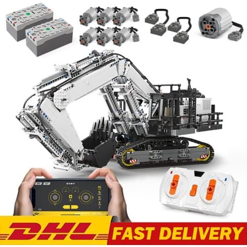 DHL MOC Technical Motorized Car Model The R 9800 KY Excavator Truck Model Building Blocks Bricks Toys Kids Birthday Gifts 42100