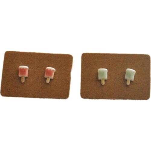 SEA MEW Fashion Ice Cream Ceramic Stud Earrings Porcelain Earrings Stainless Steel Needle Earrings For Women Jewelry