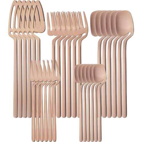 30Pcs Western Knives Fruit Fork Spoon Dinner Set Matte Dinnerware Set 304 Stainless Steel Cutlery SetKitchen Flatware Tableware