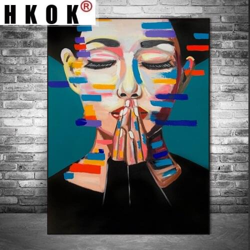 HKOK Wall Pictures Abstract Wall Art Paintings Figure Canvas Painting Art Prints Poster Home Decor For Living Room Portrait Art