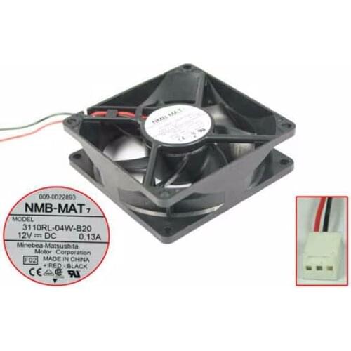 NMB-MAT 3110RL-04W-B20 F02 DC 12V 0.13A 80x80x25mm 2-wire Server Cooling Fan