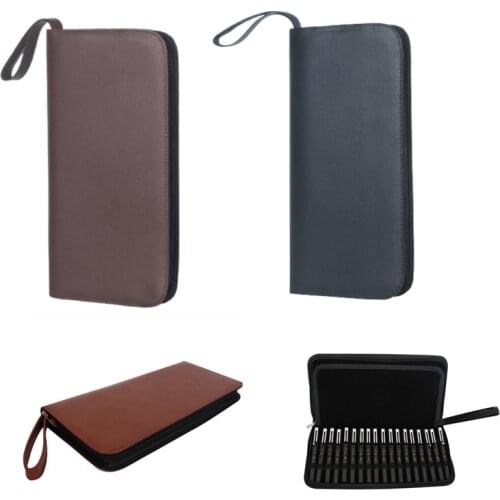 New storage Pencil Bag leather Leather Fountain Pen Case High-Capacity 36 Pens Holder Pouch Sleeve Best Seller