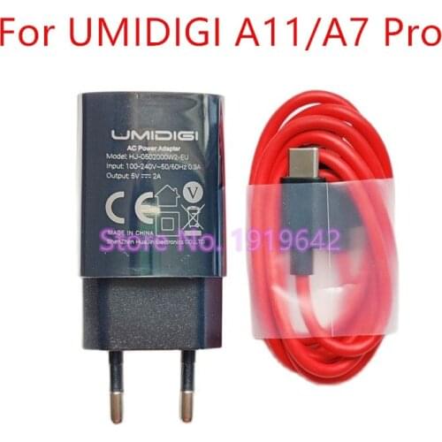 Original New For UMIDIGI A11 A7 Pro Phone Adaptor Travel Charger EU Plug Adapter 5V 2A +Type-C Type C USB Cable