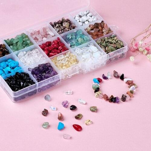 Pandahall 1Box Mixed Chip Stone Beads Mixed Stone for Jewelry Making DIY 5~8x5~8mm, hole: 1mm