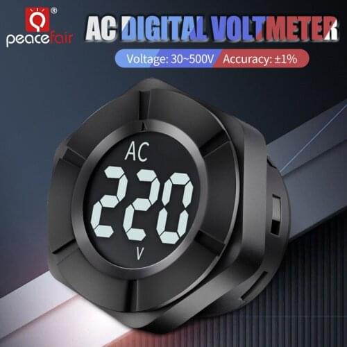 Peacefair Factory Price Single Phase Volt Meter Digital Round LCD Display 30-500V Wide Voltage Tester Panel Meter PZEM-024V