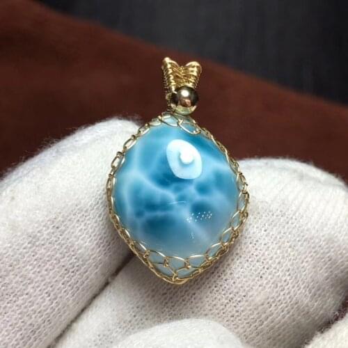 Genuine Natural Blue Larimar Gems Crystal Water Drop Shape Woman Man Necklace Fashion Lady Pendant 17x14mm AAAAA Certificate