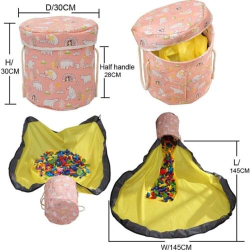 Portable Building Block Play Mat Toy Storage Basket quick Clean-up drawstring blanket Container trunk For Kids toy organizer