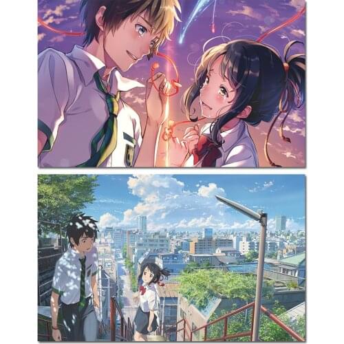 Kimi no na wa Posters Your Name Anime Poster Japanese Manga Wall Art Print Mitsuha Miyamizu Taki Tachibana Silk Pictures