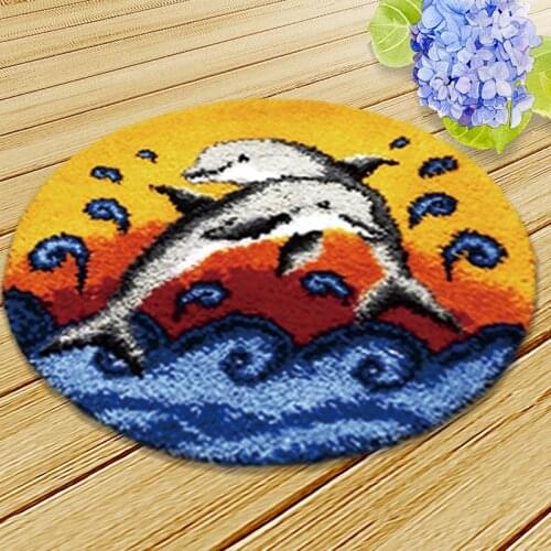 Pulaqi Ocean Dolphin Cushion Latch Hook Needle for Embroidery Latch Hook Rug Kit All for Handiwork Foamiran Carpet Living Room F