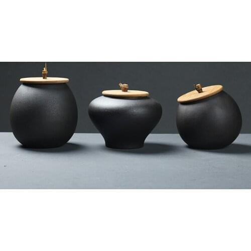 Bamboo Lid Stoneware Tea Tins Sealed Cans Large and Small Tea Set Tea Package Box Ceramic Pu'er TeaPot Tea Container Tea Storage