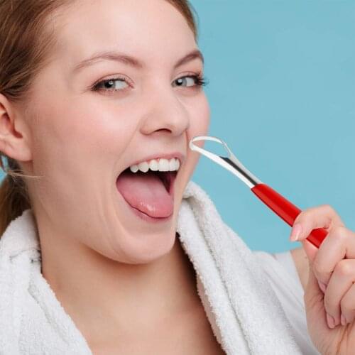 1PC Scraper Steel Tongue Cleaner Mouth Brush Reusable Fresh Breath Maker Tongue Scraper Oral Care Hygiene Health Tool
