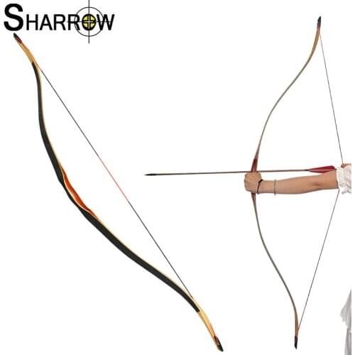1pc 20-50lbs Traditional Bow Archery Hunting Accessories Safflower Pear Handle Maximum Draw Length 33" for Outdoor Shooting Game