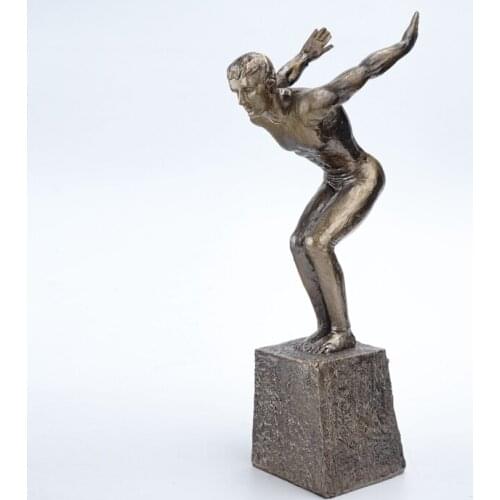 Vintage Resin Statue Prepare to Jump the Little Golden Man Home Decor Nordic Abstract Character Living Room Decoration Sculpture