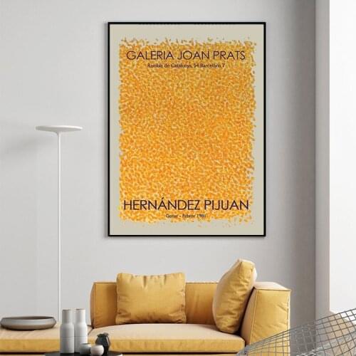 Hernandez Pijuan Litografia Art Print Yellow Dots Vintage Poster Gallery Wall Art Picture Puntos Amarillos Canvas Painting Decor