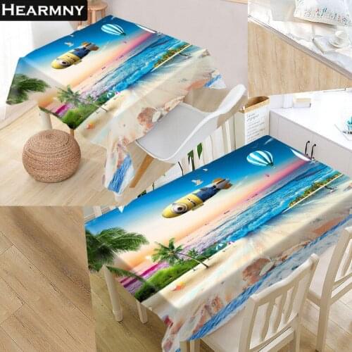 2020 New Beach Palm 3D Tablecloth Waterproof Oxford Fabric Square/Rectangular Tablecloth For Wedding Table Cloth Cover TV Covers