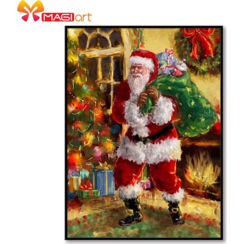 Cross stitch kits Embroidery needlework sets 11CT water soluble canvas patterns 14CT Christmas Santa carry gifts -NCMC082