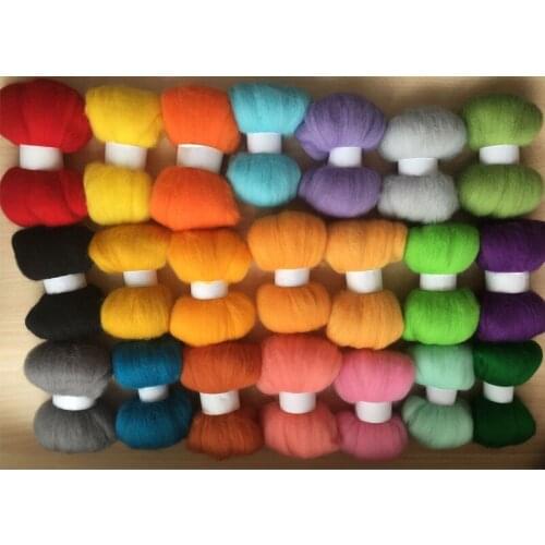 Wolvilt mixed colors fieltro naaldvilten merino wool fibre roving for needle felting kit diy crafa feutrine doll 420G w15