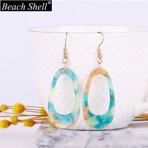 Aliexpress acrylic earrings for women 2020 boho Leaves fluorescent color korean indian jewelry big vintage statement gold