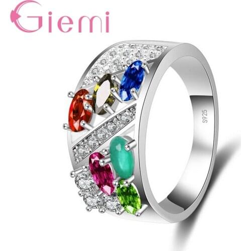 Pretty Hot Finger Accessories Colorful Cubic Zirconia Ring New 925 Sterling Silver Women Rings Fashion Jewelry Wholesale
