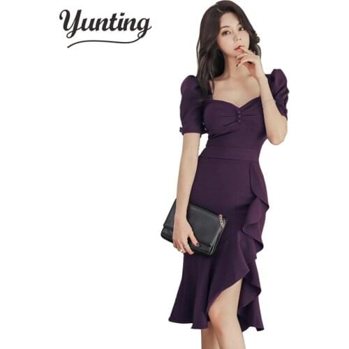 Sexy Hollow Out Mermaid Bodycon Dress Women 2021 Summer Slim Dresses OL Korean Style Party Vestidos