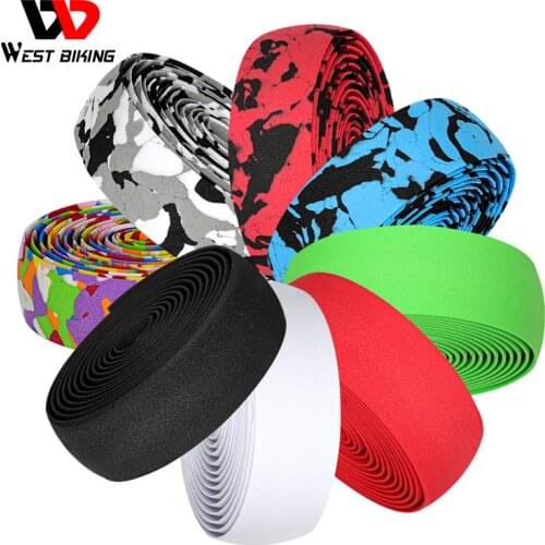2pcs Bicycle Handlebar Tape Camouflage Anti-Slip Damping Cycling Road Bike Decoration Handle Belt EVA Wraps with Bar End Plugs