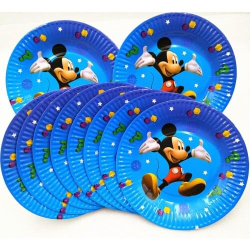 10pcs Mickey Mouse Party Supplies Paper Plates Disposable Tableware Birthday Partei Favors platos Disposable Plate dishes vaisse