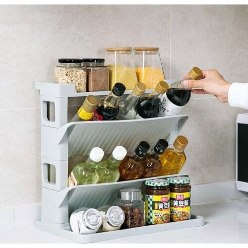 2/3 layer large kitchen, multi-function layered with knife holder, seasoning bottle jar rack, open large-capacity storage rack