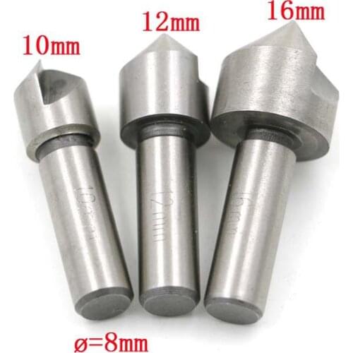 3PCS High Speed Steel 90 Degree Single Edge Chamfering Countersink Set Wood Plastic Cutter Drill Bit 10mm 12mm 16mm