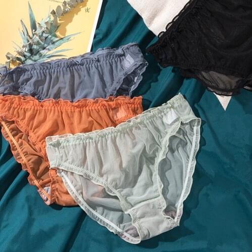 3Pcs Women Sexy Panties Lace Underpants Low-waist Panties Mesh See Through Perspective Briefs Female Fashion Underwear Lingerie