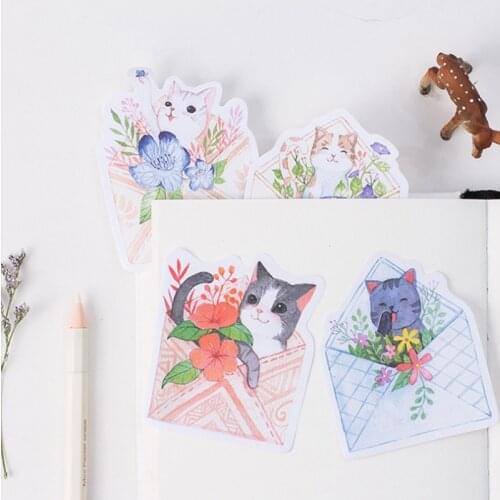 30pcs Cartoon Cat in flower Series Memo Sticker Kawaii Paper Memo Pad Post Sticky Notes Notepad Can be pasted anywhere