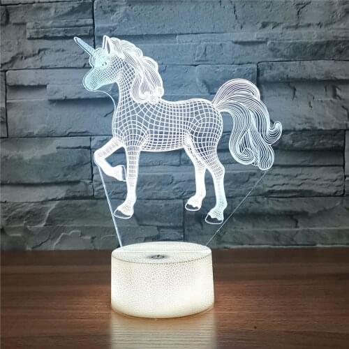 Unicorn 3D lamp colorful touch remote control LED visual lamp gift atmosphere table lamp