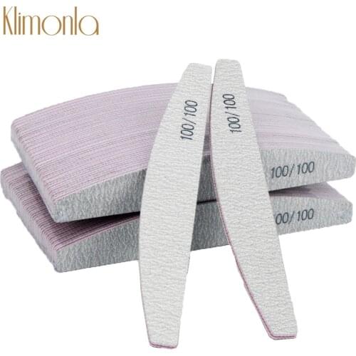 50Pcs/Pack Professional Zebra Curve Nail Files 100/100 Sandpapers Trimmer Lime Buffer Nail Care Beauty Manicure Accessories