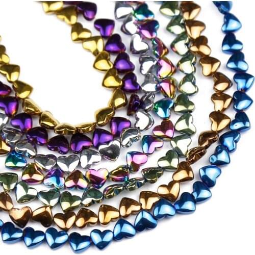 6mm heart Shape Gold Blue Black Hematite Natural Stone Loose Spacer Beads For Jewelry Making Diy Bracelets Necklace Accessories