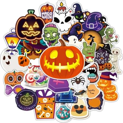 65 Pcs Happy Halloween Horror Stickers Pumpkin Decoration Graffiti Sticker on Case Skateboard Stationery Suitcase Guitar Toy