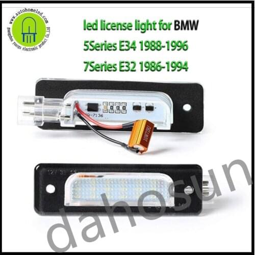 2Pcs White LED License Plate Light for BMW E34 520 525 530 535 540 M5 1988-1996/E32 1986-1994 Error Free Rear Number Plate Lamp
