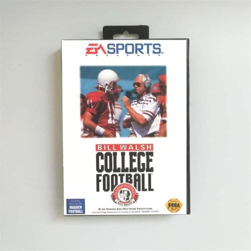 Bill Walsh College Football - USA Cover With Retail Box 16 Bit MD Game Card for Sega Megadrive Genesis Video Game Console