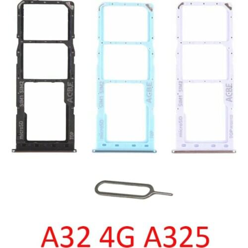 Sim Card Tray Holder For Samsung Galaxy A32 4G A325F A325M A325 Original New Phone SIM SD Chip Slot Adapter Drawer Part + Pin