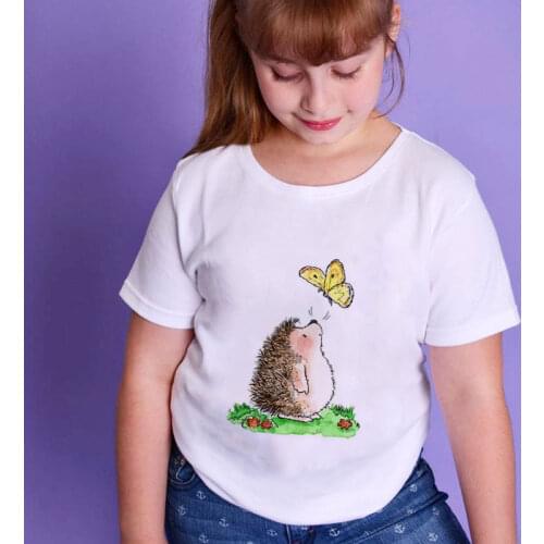 Kids T Shirt Casual Toddler Boy Tshirt Harajuku Girls Tops Kawaii Hedgehog Cartoon Print Girl Clothes 2 3 4 5 6 7 8 9 Years Old