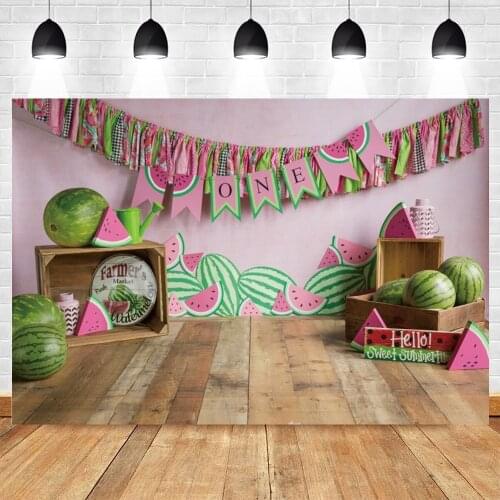 Watermelon Photo Backdrop Wood Plank Birthday Party Banner For Photo Studio Props Photographic Background Baby Shower Photophone