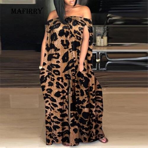 Summer Women Large Size 4XL Casual Homewear Pajamas Jumpsuits Slash Neck Leopard Loose Playsuits Pocket Wide Leg Pants Rompers
